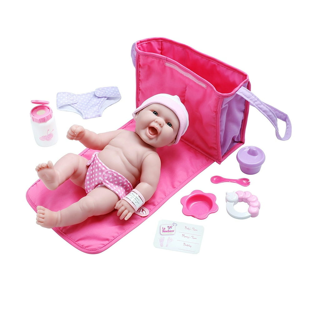 JC Toys 13" AllVinyl La Newborn Realistic Baby Doll, Diaper Changing