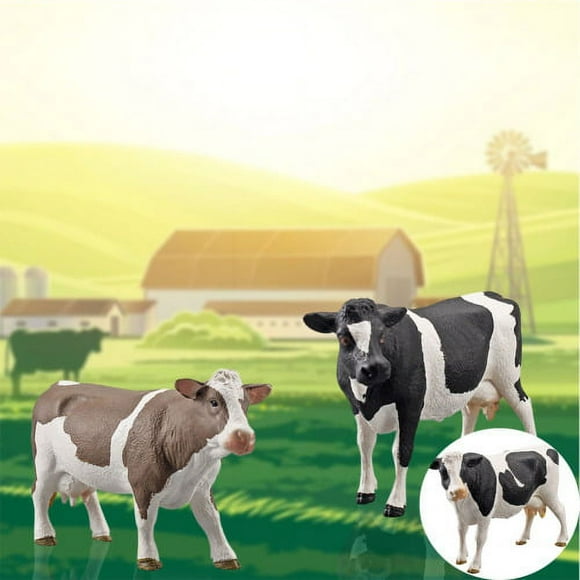 Cheers.US Animal Model Solid Meticulous Workmanship Plastic Simmental Cow Animal Model,Vivid, Creative, Delicate Suitable for Science and Education Simulation Toys