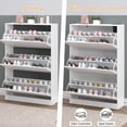 thumbnail image 6 of FANRAL Shoe Cabinet with 3 Flip Drawers & Deodorizer,9.45" Narrow Freestanding Wooden Shoe Rack Organizer for Entryway,Hallway,White, 6 of 8