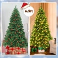 thumbnail image 4 of Costway Arbre de Noël Pré-Éclairé de 6,5 Pieds avec Pommes de Pin Baies Rouges et 450 Lumières LED, 4 of 10