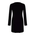 thumbnail image 3 of Womens Summer Clothes Fashion Casual V-neck Pleated Non Positioning Printing Long Sleeved Elasticity Dress, 3 of 5