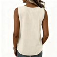 thumbnail image 4 of Hearthz Women's Striped V Neck Women Sleeveless Tops 3 Buttons Henley Curved Hem Womens Tank Tops Lightweight Textured Vest, 4 of 7