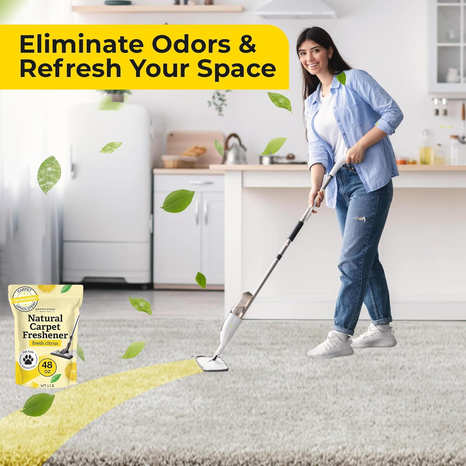Aroma song Carpet Deodorizer Powder, Pet Odor Eliminator, Baking Soda Carpet Freshener, Pet Safe, Citrus Scent