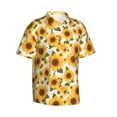 thumbnail image 2 of Daiia Yellow Polka Dot Sunflower Hawaiian Shirt for Men Gentle Cotton Regular Short Sleeve Casual-3X-Large, 2 of 9