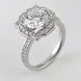 thumbnail image 3 of Art Deco Halo Diamond Engagement Ring, Solitaire With Accents Diamond Ring, 2.3 Ct Round Cut Simulated Diamond, 925 Sterling Silver, Proposal Ring For Girlfriend, 3 of 5