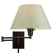 Kira Home Cambridge 13 Swing Arm Wall Lamp - Plug In/Wall Mount, Latte Mocha Fabric Shade, 150W 3-Way, Cord Covers