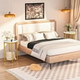 thumbnail image 2 of Baxluxe Modern Side Table 2-Piece Set, Marble-Look Round Metal Side Table, Coffee Side Table, Suitable for Living Room, Bedroom, Small Room, Gold, 2 of 6