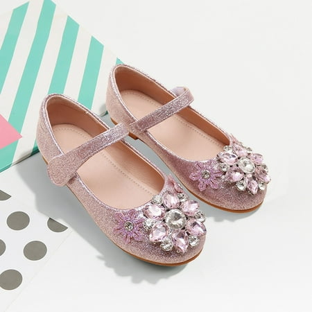 

GUOBIOZIY Baby Girls Mary Jane Flats Sparkly Bowknot Princess Dress Shoes for Toddler（Pink 6-6.5 Y）