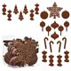 thumbnail image 1 of Juego de 24 bolas navideñas flocadas con formas irregulares y estrella para la punta del árbol. Adornos navideños para exteriores. Decoración navideña., 1 of 6