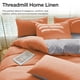 thumbnail image 5 of Juego de sábanas y fundas nórdicas de algodón lavado para todas las estaciones | Ropa de cama de color sólido de 4 piezas | Suave, transpirable, respetuoso con la piel | Para cama de 1,8 m | Incluye, 5 of 7