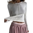 thumbnail image 2 of Seamless Women'S Long Sleeve Crop Yoga Top - High Stretch, Ideal for Gym & Yoga White XL, 2 of 9