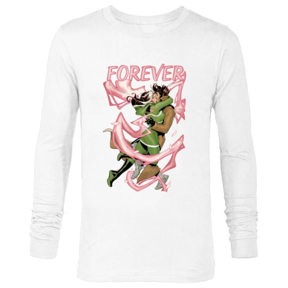 Marvel X-Men Rogue and Gambit Forever Kiss Valentine's Day - Long Sleeve T-Shirt for Men - Customized-White