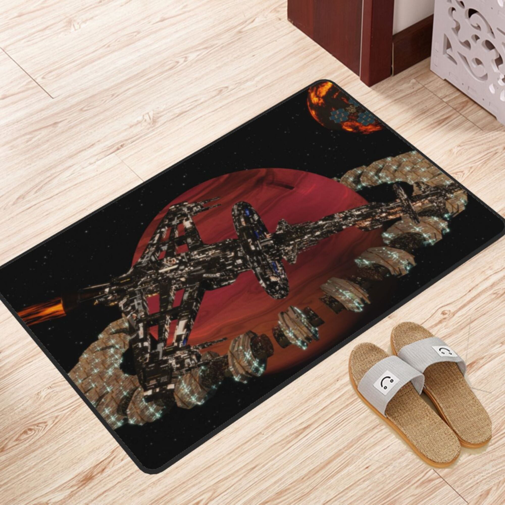 XMXY Alien Spaceship Attack Background Area Rugs Doormat Outdoor