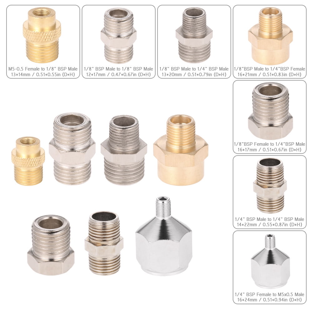 7 Airbrush Compressor Hose Connector Set Fitting 1//4 1//8 Male Female Adaptor Kit