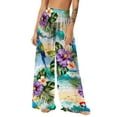thumbnail image 2 of Gamivast Womens Swimsuit Cover up Pants Leaf Print Sheer Wide Leg Beach Elastic Wasit Pant Swimwear Flowy Boho Swimwear Coverup Beach Vacation Outfits, 2 of 5