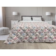thumbnail image 1 of Floral Down Alternative Comforter, Monochrome Floral Arrangement Roses Leaves Branches Retro Environment Elements, Microfiber Quilt for All Season, 5 Sizes, Ruby Beige White, by Ambesonne, 1 of 3