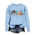 thumbnail image 4 of Fiaer Thanksgiving Sweatshirts for Women Plus Size Crew Neck Long Sleeve Pullover Letter Floral Graphic Baggy Tops Light Blue L, 4 of 4