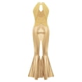 thumbnail image 4 of TiaoBug Sparkle Sequin Jumpsuit 70s Outfits for Girls Sleeveless Metallic Bell Bottom Romper Disco Dance Wear Gold 4, 4 of 7
