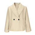 thumbnail image 5 of Womens Cropped Wool Blend Coats Fashion Single Breasted Long Sleeve Short Jacket Peacoat Fall Winter Outwear Overcoat, 5 of 5