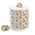 thumbnail image 2 of Anime Piggy Bank, Little Girls with Fruit Waffle Hats Cookies Donuts and Cupcakes Yummy Pastries, Ceramic Coin Bank Money Box for Cash Saving, 3.6" X 3.2", Multicolor, by Ambesonne, 2 of 4