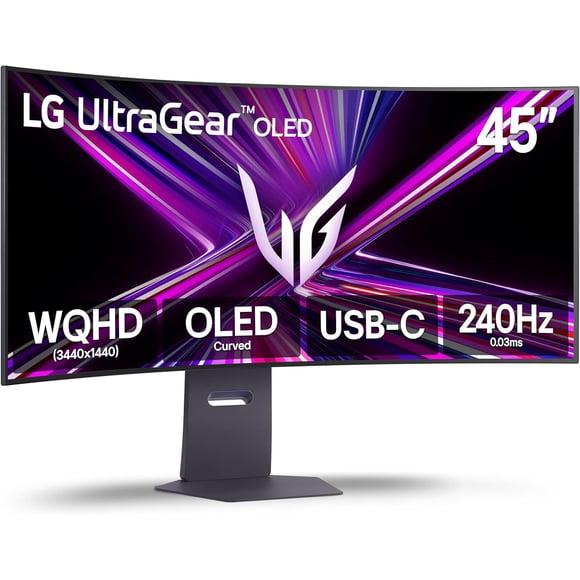 LG Ultragear 45GX900A-B 45" OLED Curved Gaming Monitor – WQHD, 240Hz, 0.03ms, G-SYNC & FreeSync, USB-C PD 65W, HDMI 2.1, DCI-P3 98.5% (Open Box)