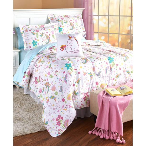 Unicorn Comforter Set 4 Pc Girls, Unicorn Bed Set Queen