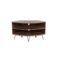 thumbnail image 3 of Fan Shape Reclaimed Wood Corner Media Table for Living Room Wise Use Your Space, 3 of 9