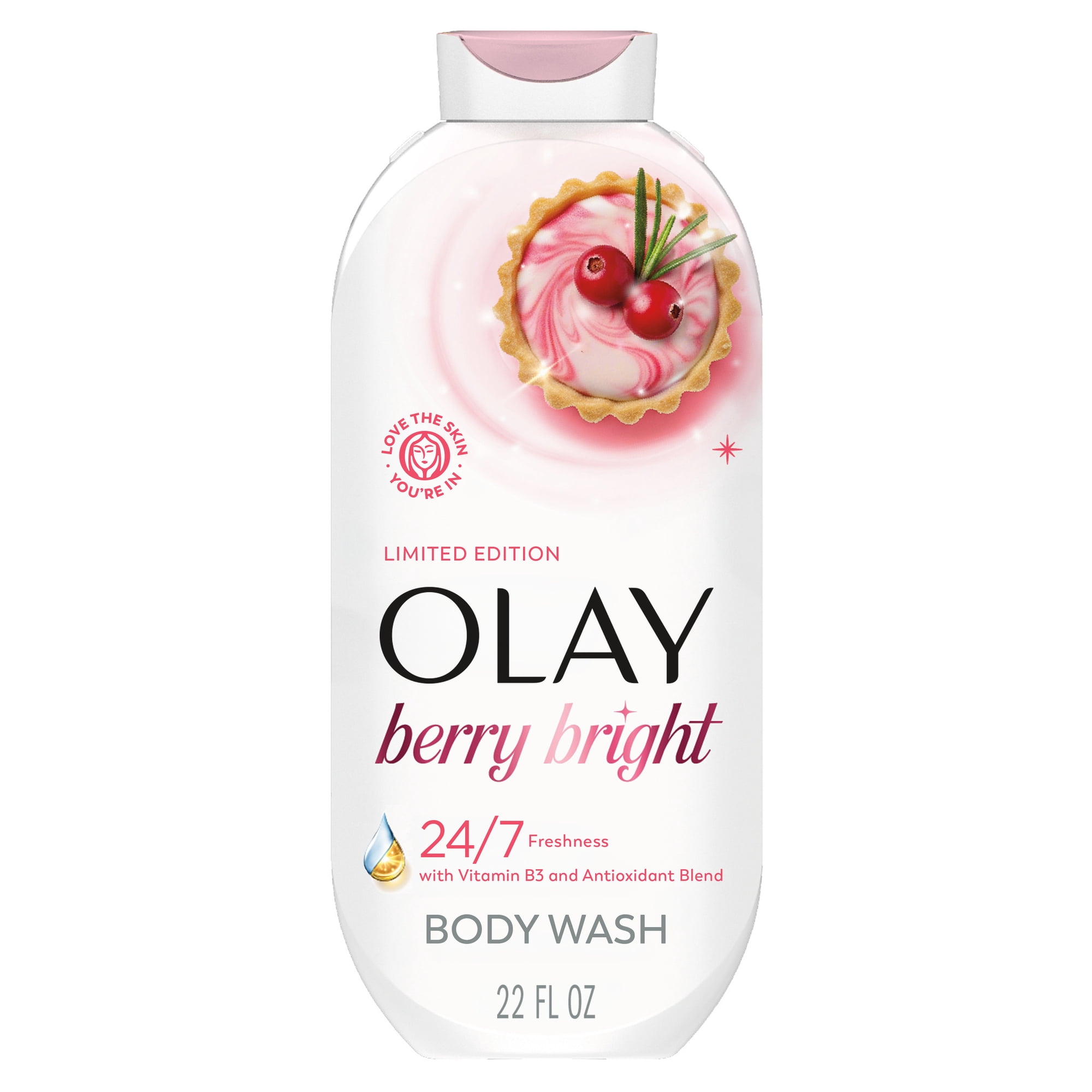 Olay Berry Bright Body Wash with Vitamin B3 and Antioxidant Blend, 24/7 Freshness, Limited Edition, 22 fl oz