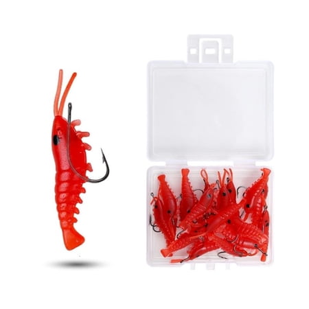 CEORPER 20PCS Fishing Soft Baits Shrimp Lures Swimbait for Freshwater Saltwater