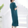 thumbnail image 6 of Women Nightgown Side Slit Long Nightshirt Short Sleeve V Neck Full Length Sleepwear Sleep Shirt for Women, 6 of 6