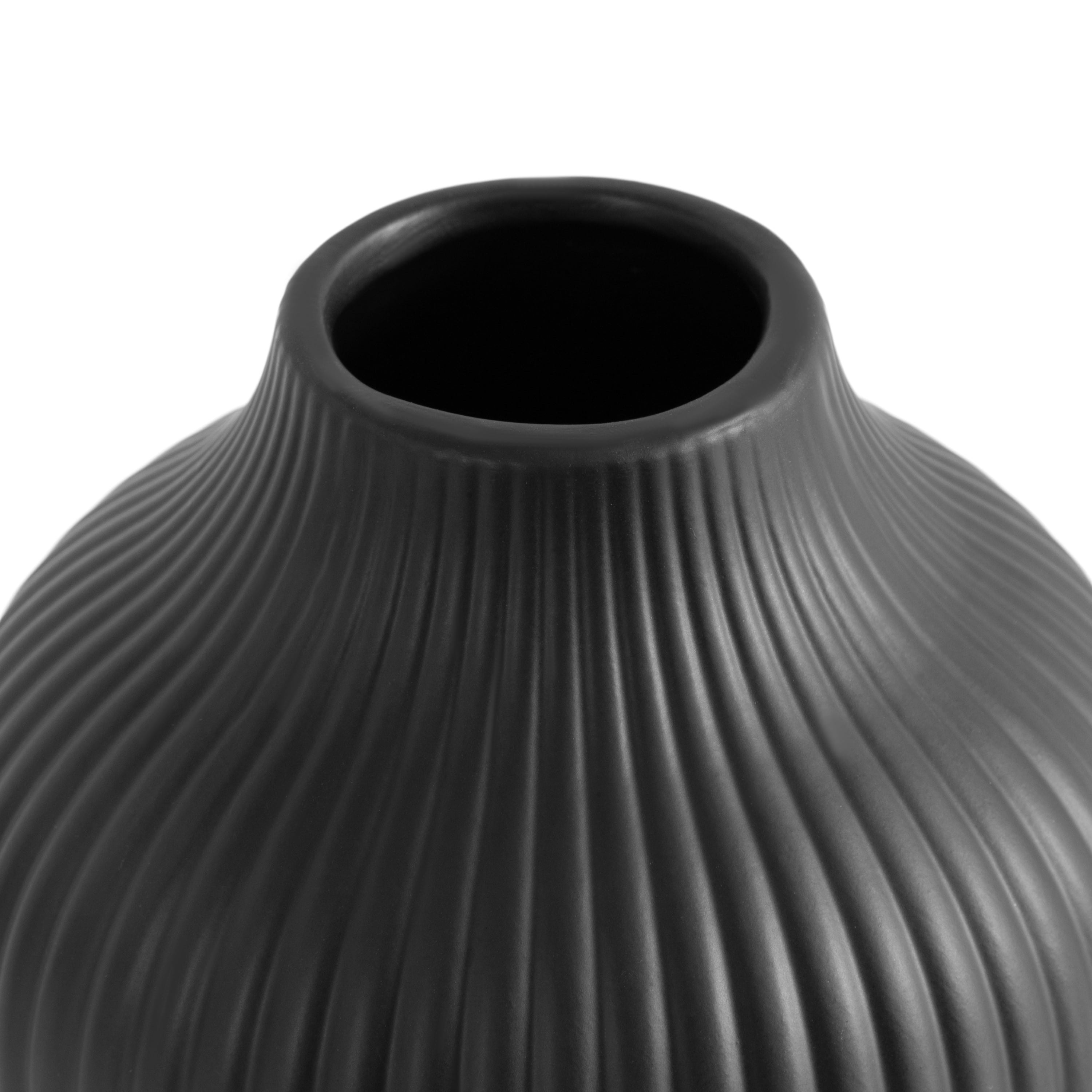 (2 pack) Better Homes and Gardens 6.5" and 8" Black Ceramic Vase 2 piece Set