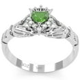 thumbnail image 5 of Claddagh Peridot Diamond Ring In Solid 14k White Gold, 5 of 6