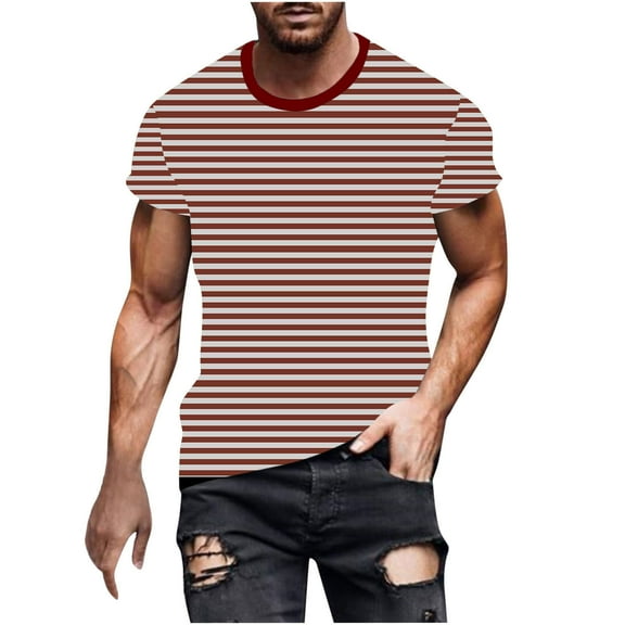 Maean Men's Crewneck Striped T Shirt Soft Short Sleeve Shirts Casual Loose Pullover Summer Tee Shirt