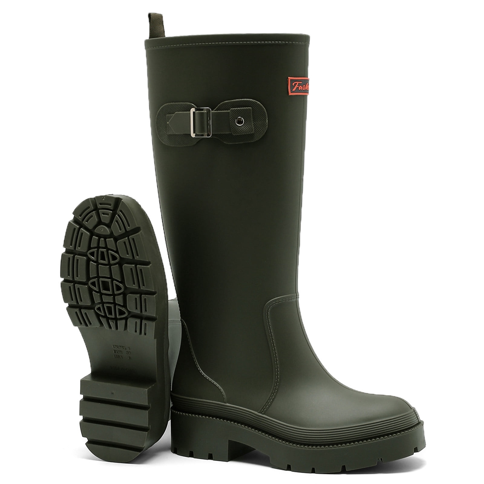 HSBDNZQ Rain Boots for Women, Waterproof Knee-High Rubber Boots Anti-Slip Garden Muck Boots Tall Water Shoes for Camping Fishing Farming Work Outdoor