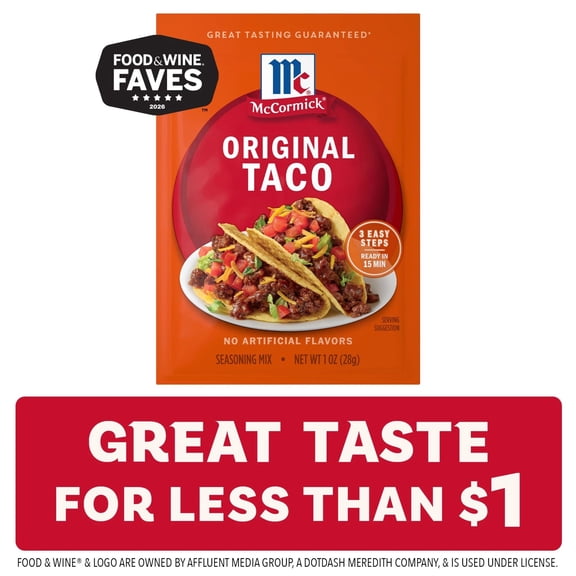 McCormick Original Taco Seasoning Mix, 1.0 oz Packet