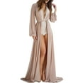 thumbnail image 2 of Neinkie Women's Long Sleeve Flowy Maxi Bathing Suit Swimsuit Tie Front Robe Cover Up, 2 of 7
