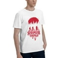 thumbnail image 2 of Stranger Things Group Shot Bike Ride Upside Down Silhouette Men's Basic Short Sleeve T-Shirt White Medium, 2 of 5