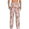 thumbnail image 6 of Mens Pajama Pants, Gingerbread Houses Pink Wonderland Soft Sleep & Lounge Pants for Men, Cuteness Casual PJ Bottoms Pants with Pockets, 6 of 7