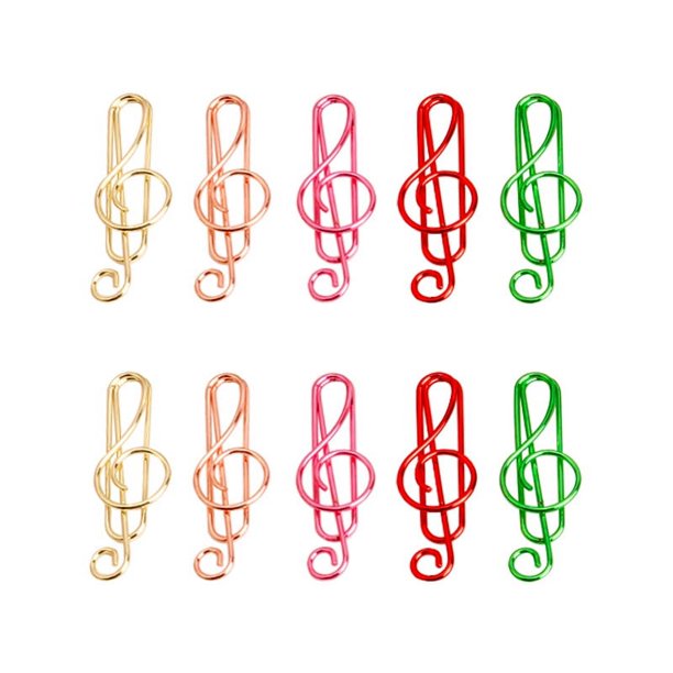 50 Piezas Clips de Papel de Metal Notas Musicales Creativas Clips de Papel de Estilo Lindo Clips de Papel de Metal Surtidos Clips de Notas Musicales Accesorios de Escritorio de Música para Marcapágin