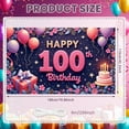thumbnail image 2 of Pink Glitter 100th Birthday Banner Gold Lettering Happy 100th Display Colorful Balloons Floral Decor Centennial Backdrop for 100th Birthday Party Centennial Celebration Photo Shoot, 2 of 4
