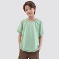 thumbnail image 3 of XUELUO Boys Athletic Shirts Summer Mesh Solid Color Quick Drying Crew Neck Short Sleeve Casual Breathable Tops T-shirts Holiday Wear,Green,11-12 Years, 3 of 7
