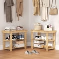 thumbnail image 6 of Blorly 19" Compact Shoe Bench, 3-Tier Small Space Entryway Rack, Modern Minimalist Bamboo Storage Shelf for Narrow Hallway, Bathroom Towel Rack & Indoor Plant Stand, Wood, 6 of 6