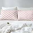 thumbnail image 3 of Erosebridal White Pink Plaid Comforter Cover King Light Pink Checkerboard Bedding Set Teen,Modern Aesthetic Geometric Bed Set Room Decor Zipper(No Comforter), 3 of 5
