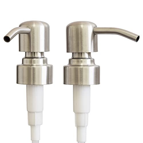 304 Grade Stainless Steel Replacement Pumps for Large Glass Bottles 28-400, 2-Pack, Stainless Steel — Durable Soap Dispenser Pump Replacement