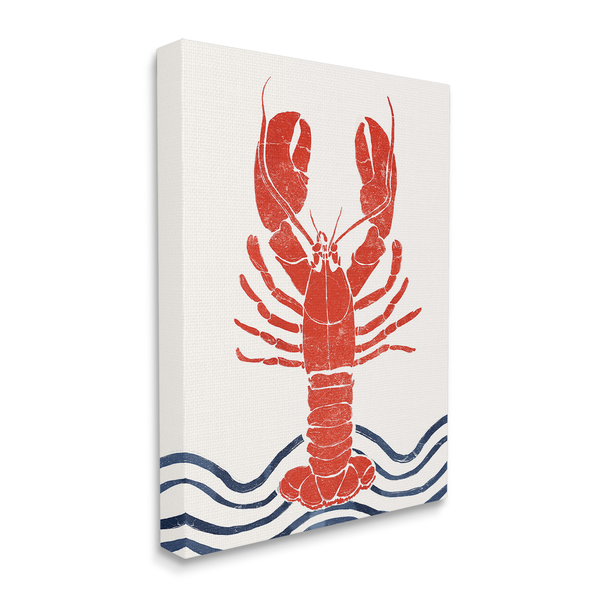 Stupell Industries Modern Lobster with Waves Animals & Insects Painting Gallery Wrapped Canvas Art Print Wall Art, 36 x 48