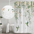thumbnail image 4 of Green Eucalyptus Leaves Shower Curtain Set - Small 36" x 72" Washable Bathtub Curtain with 12 Hooks, Birds Flowers Spring Watercolor Floral Waterproof Fabric Stall Shower Curtains for Bathroom Décor, 4 of 6