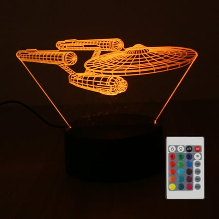 DC4.5V 5W 3 D Decorative Airship Design 10 LED RGB Night Light with Remote Control Beside Lamp Desk Lighting Sensitive Tou- Sensor Supported Brightness Adjustable Dimmable/ 16 Colors Changing/ Flash F