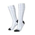 thumbnail image 2 of Daiia Sports Socks Blue Checkboard Printed Novelty Crew Socks for Men Women Knee High Socks Cotton Socks Soft & Breathable Support Unisex Socks, 2 of 9