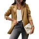 thumbnail image 2 of Chaqueta de traje Color sólido Slim Fit Mangas largas Chaqueta de oficina informal para mujer para otoño primavera Caqui XL, 2 of 4