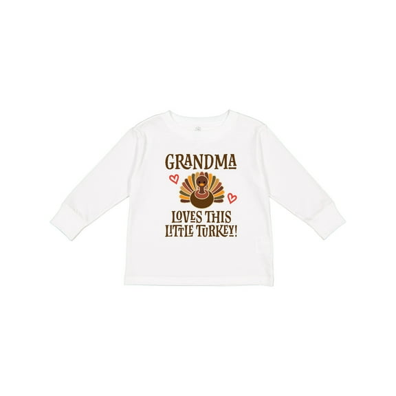 Inktastic Thanksgiving Grandma Little Turkey Boys or Girls Long Sleeve Toddler T-Shirt